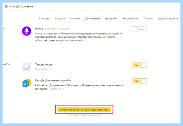 Все расширения яндекса