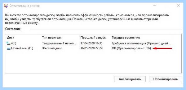 Встроенный дефрагментатор windows 10