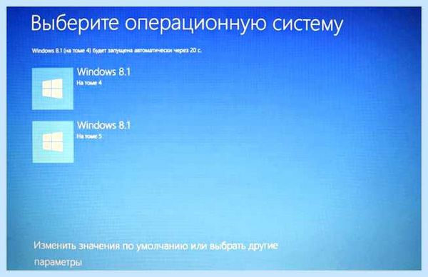 Выбор ос при загрузке