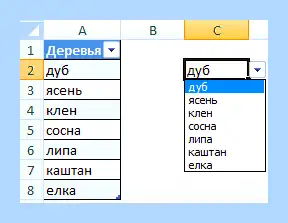 Выпадающий список в ячейке эксель