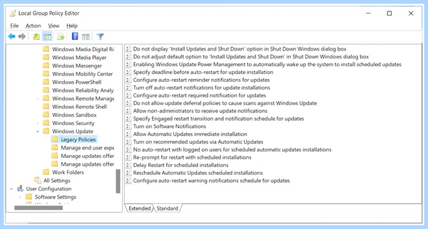 Групповая политика обновления windows 10