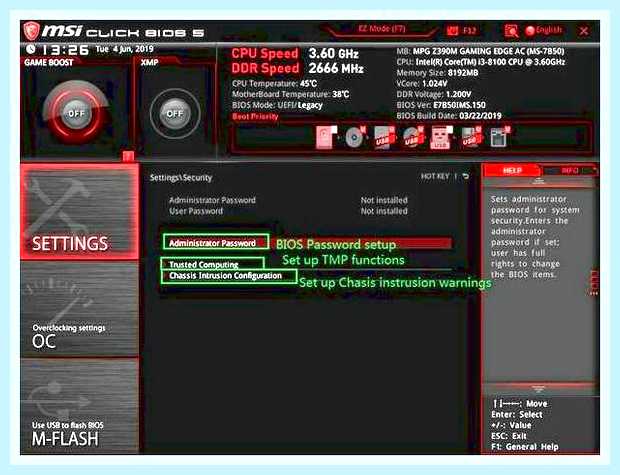 Биос msi настройка