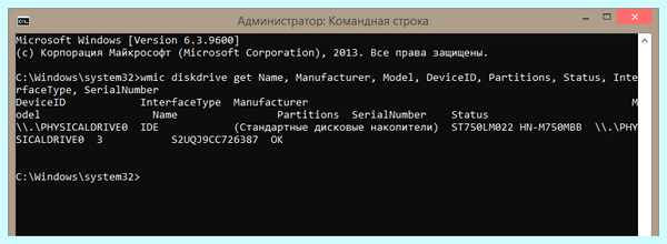 Данные о жестком диске