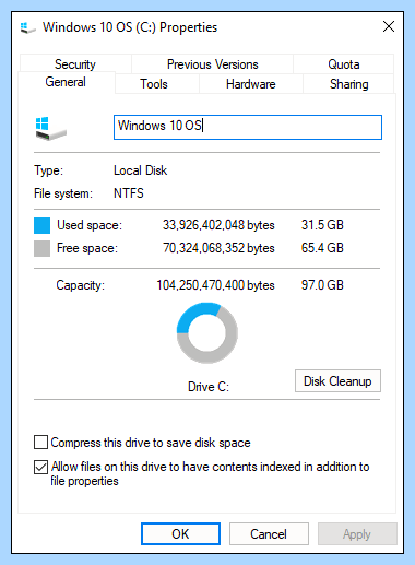 Windows 10 место на жестком диске
