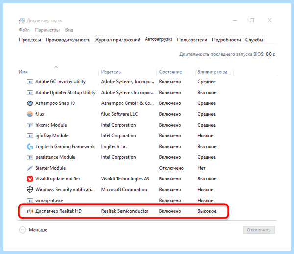 Диспетчер реалтек на виндовс 10