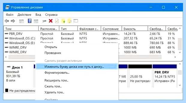Windows 10 поменять букву диска