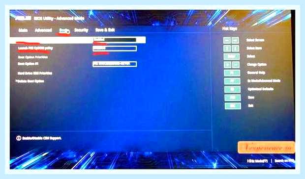 В boot priority нет жесткого диска () BIOS Boot ->CSM Support = Enabled