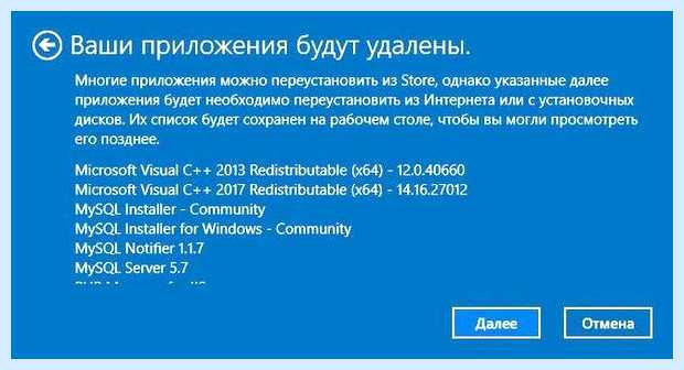 Windows 10 сброс до заводских