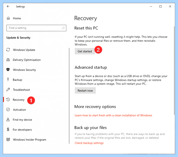 Windows 10 сброс на заводские настройки