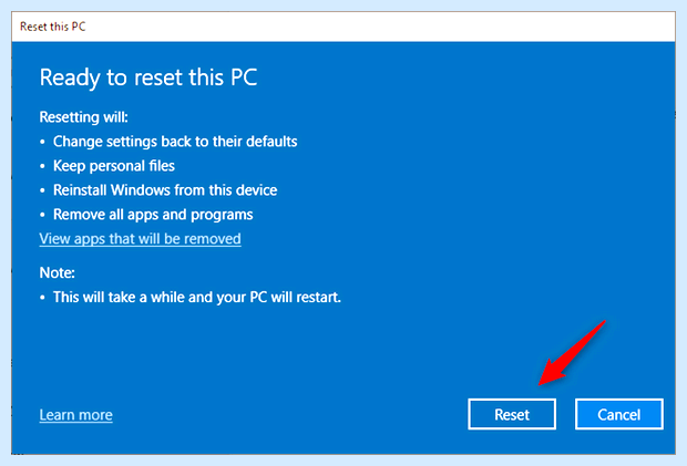 Windows 10 сброс на заводские настройки