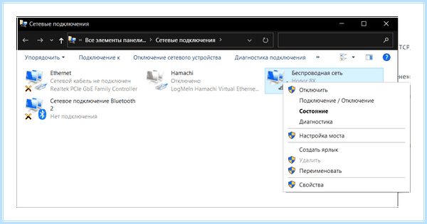 Допустимые параметры настройки ip
