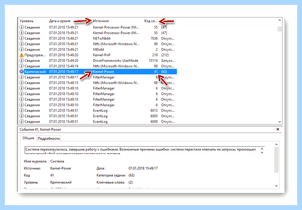 Windows 7 kernel power код 41