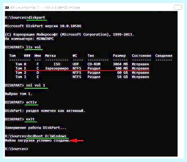 Windows 7 восстановление запуска через командную строку