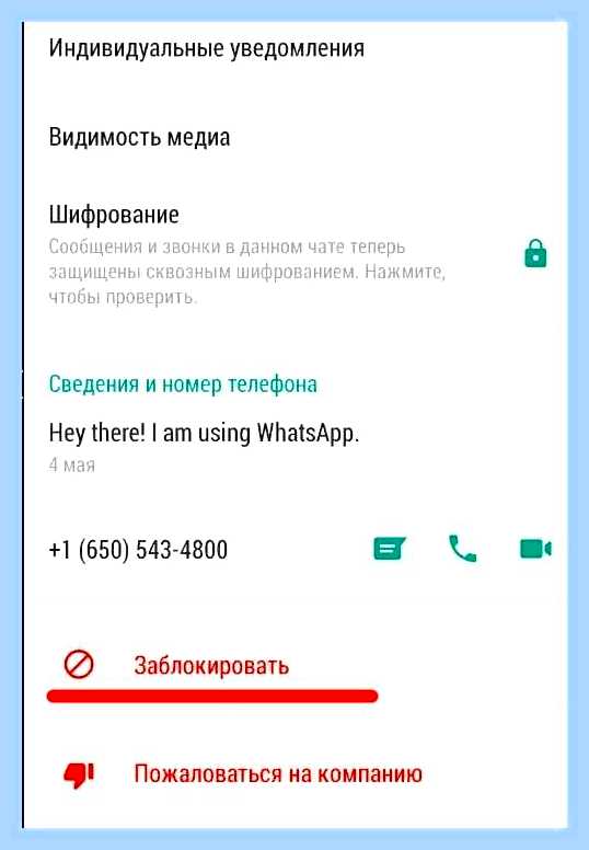 Ватсап заблокировать контакт что будет