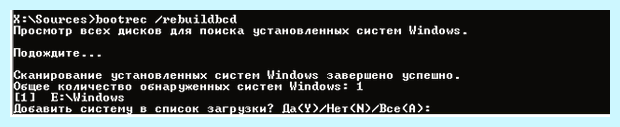 Windows 7 восстановление загрузчика через командную строку