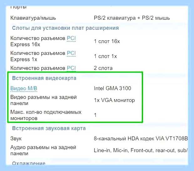 Видеокарта на материнской плате () Видеокарта на материнской плате