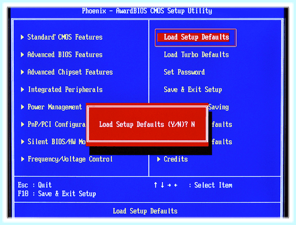 Entering setup bios