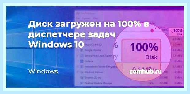 Виндовс 10 диск загружен на 100