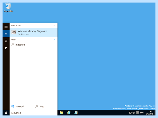 Windows memory diagnostics windows 10