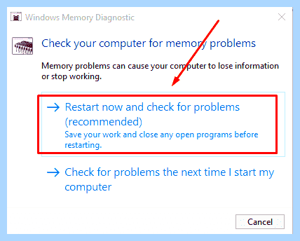 Windows memory diagnostics windows 10