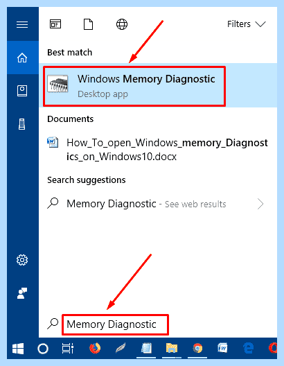 Windows memory diagnostics windows 10