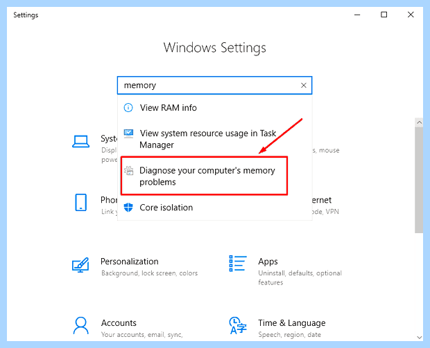 Windows memory diagnostics windows 10