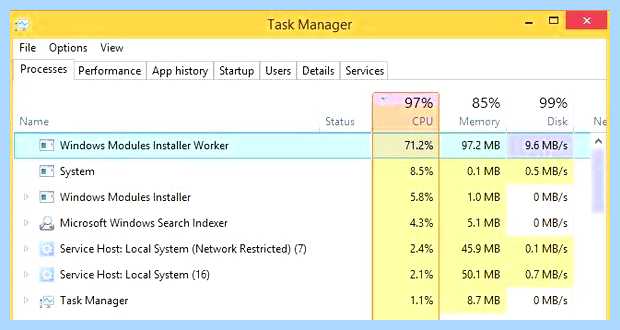Windows modules installer
