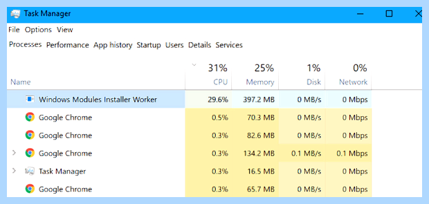 Windows modules installer