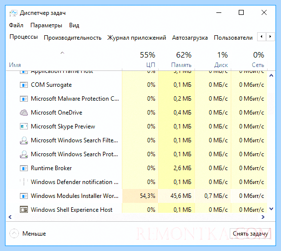 Windows modules installer