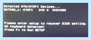 Enter setup to recover bios setting