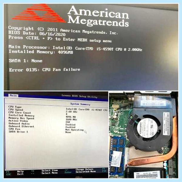 Error 0135 cpu fan failure