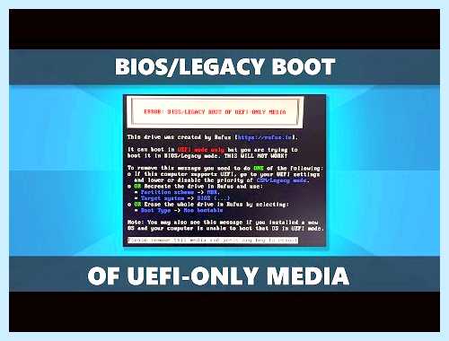 Error bios legacy boot of uefi media