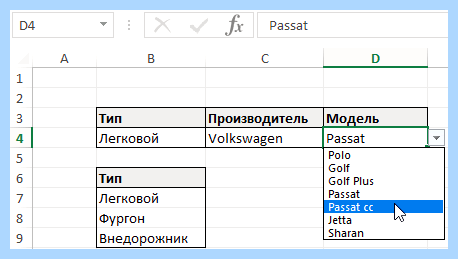Excel как сделать выпадающий список в ячейке