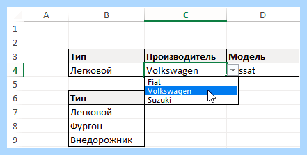 Excel как сделать выпадающий список в ячейке