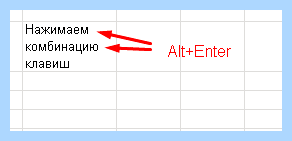 Excel новая строка в ячейке