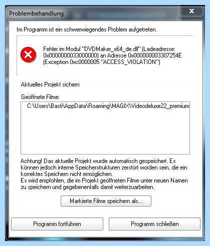 Exception access violation 0xc0000005