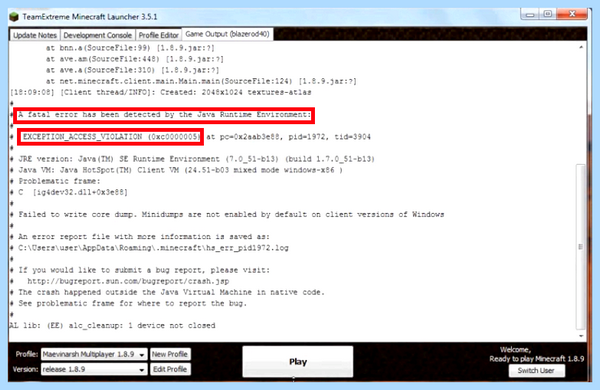 Exception access violation 0xc0000005