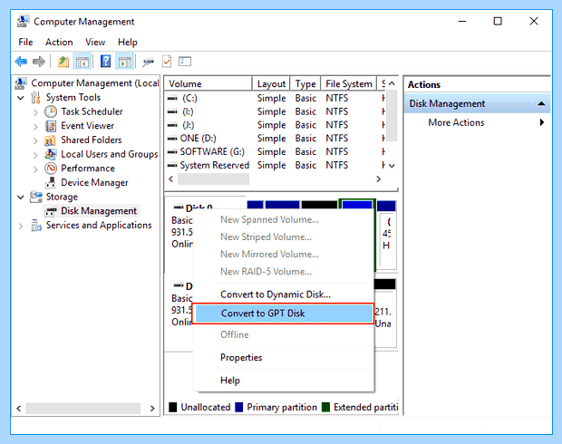 Windows можно установить только на gpt диск