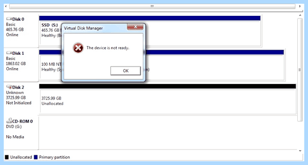 Failed to initialize this disk