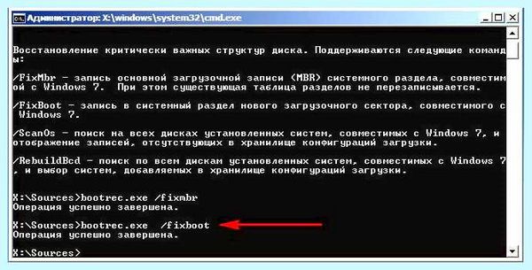 Fixboot fixmbr windows 7
