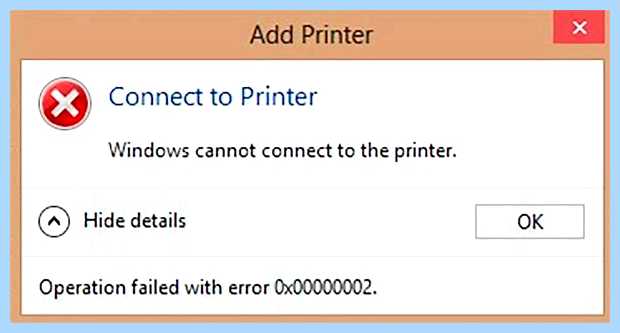 Windows не удалось подключиться к принтеру