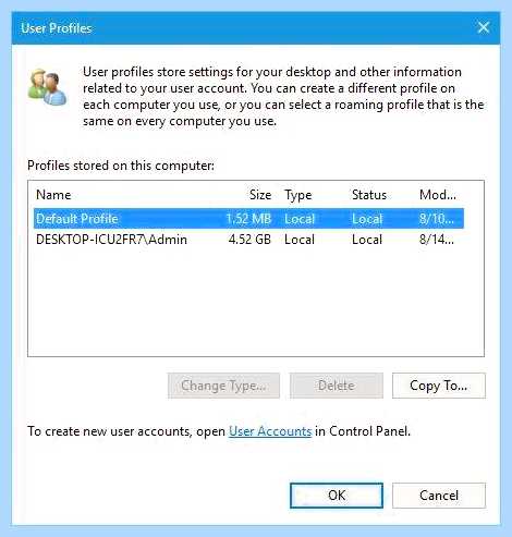 Windows не удалось загрузить профиль пользователя