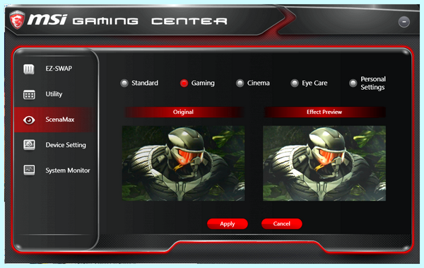 Game center msi