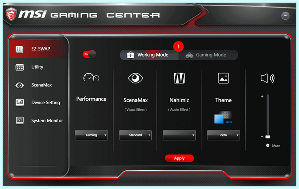 Game center msi