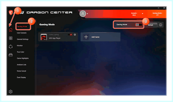 Game center msi