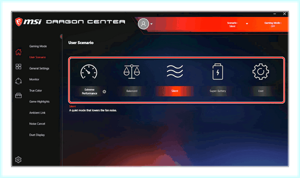 Game center msi