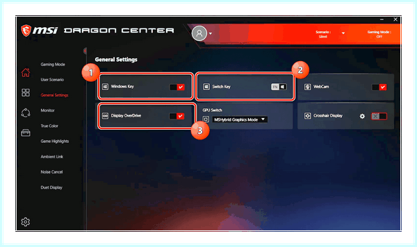 Game center msi
