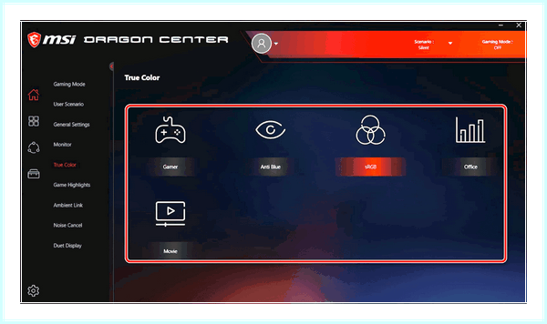 Game center msi