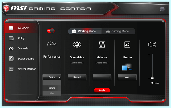 Game center msi