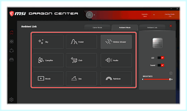 Game center msi